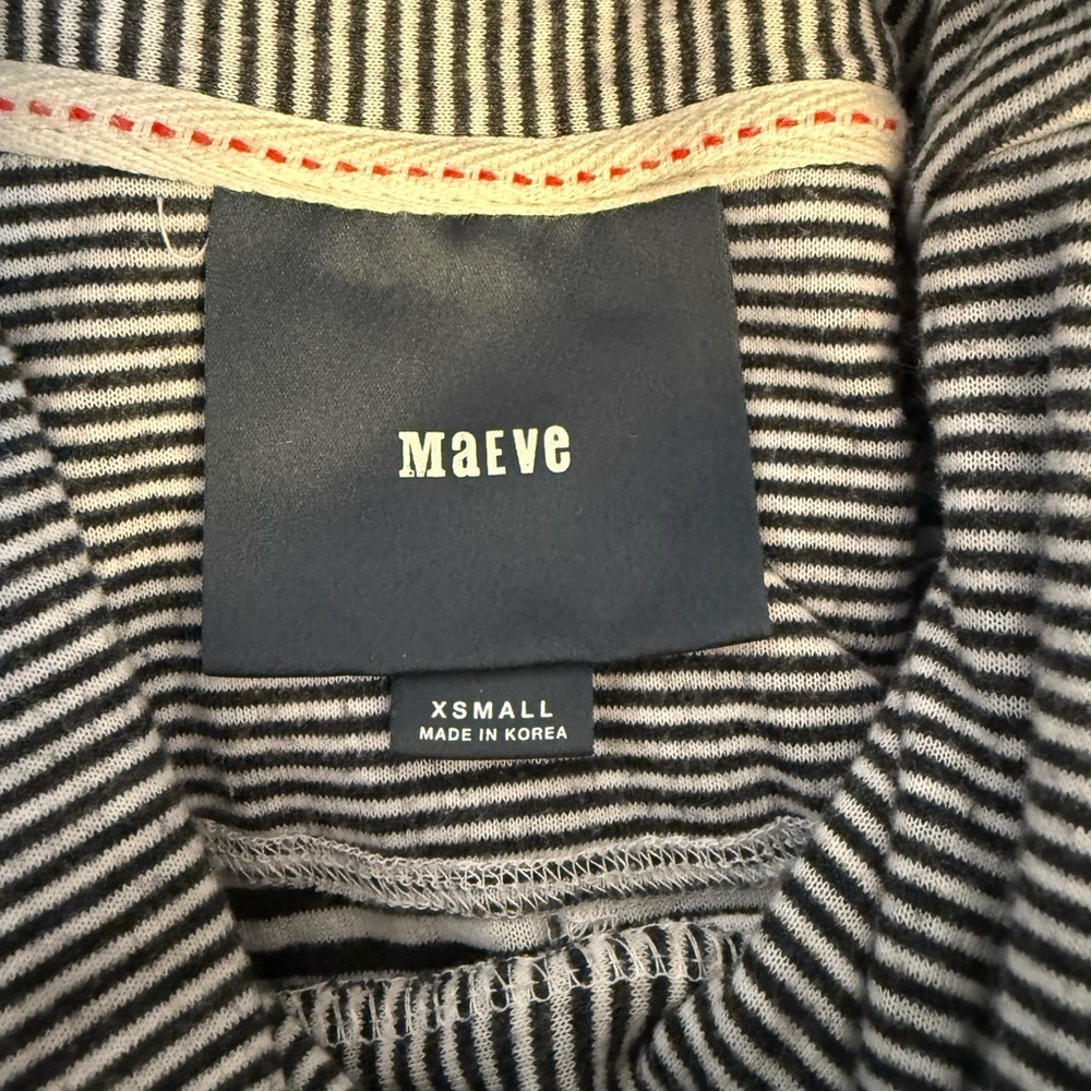 Anthropologie Maeve Tal Cowl Neck Tunic Black & White Stripes Size XS Cabincore - Picture 15 of 16